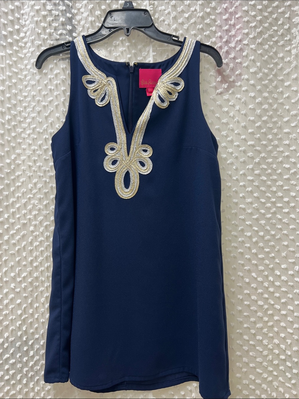 Lilly Pulitzer Navy Shift Dress with Gold Trim
